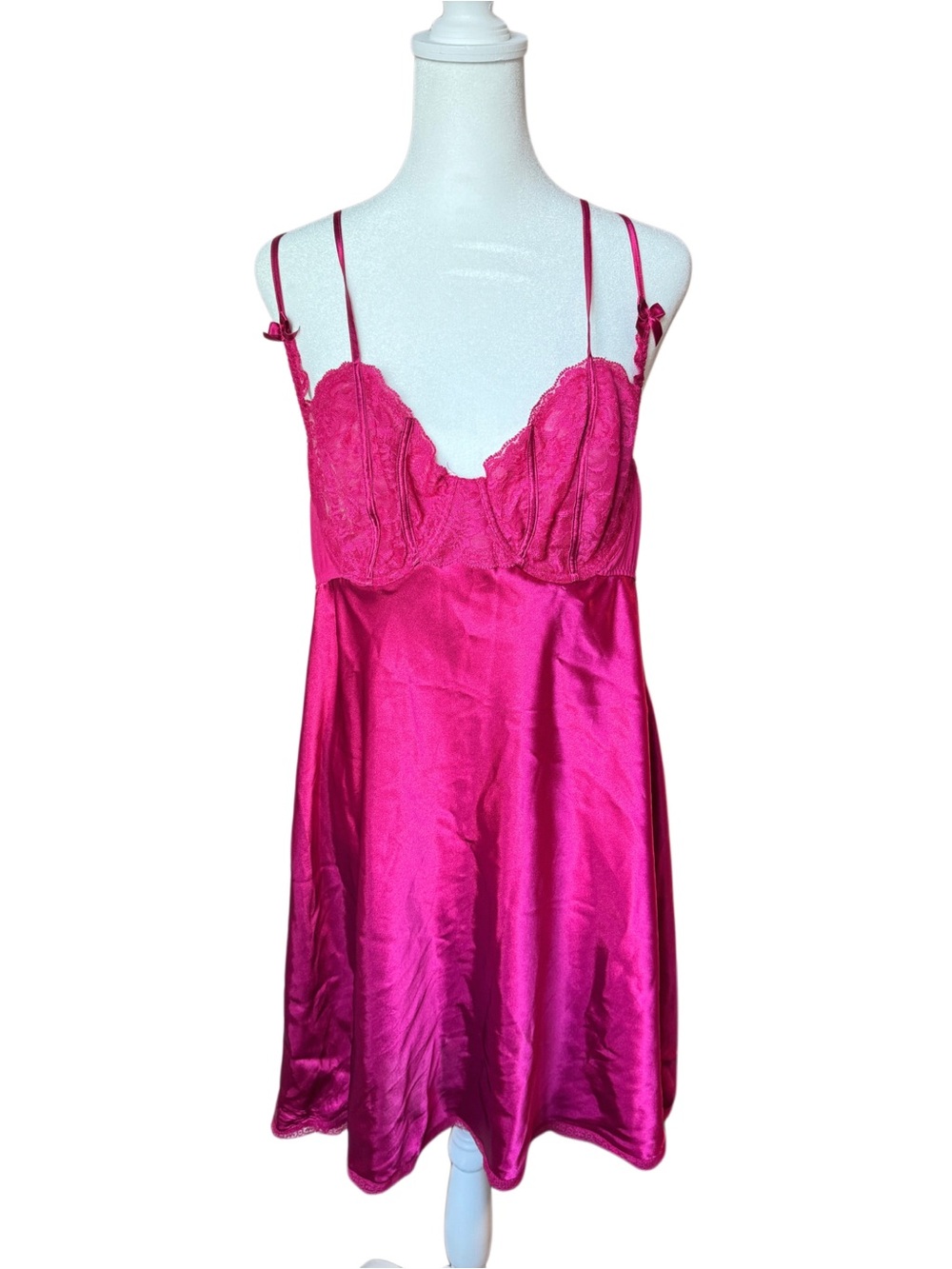 Morgan Taylor Intimates Pink Satin Lace Babydoll Chemise XL